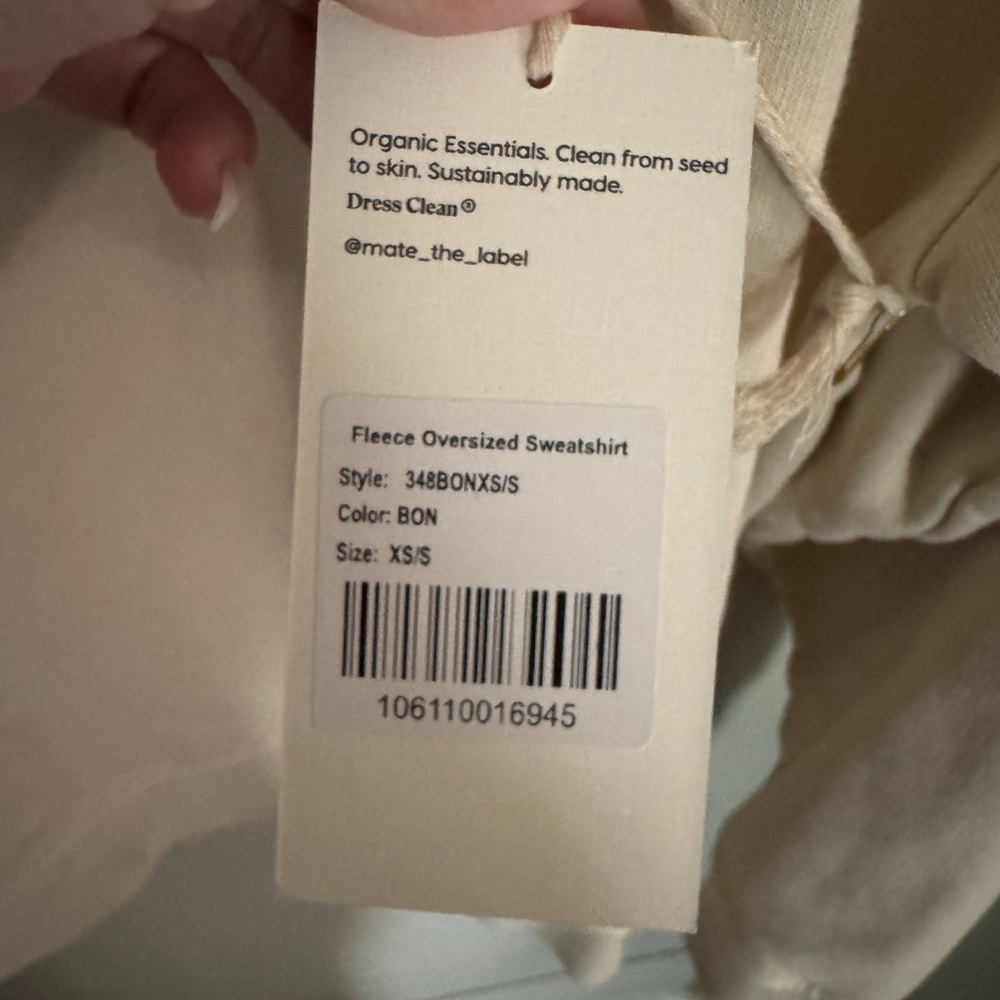 MATE the Label Fleece Oversized Shirt in Bone XS NWT - Picture 3 of 3
